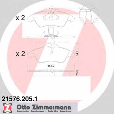 Otto Zimmermann 21576.205.1 Brake Pad Set, disc brake 215762051