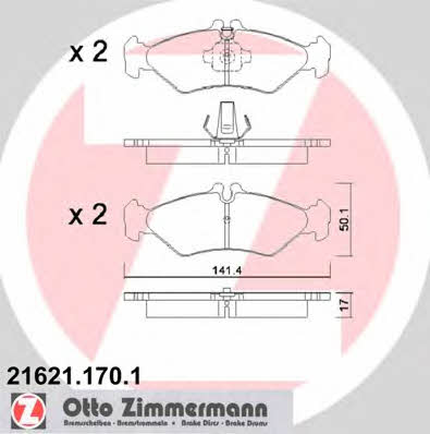 Otto Zimmermann 21621.170.1 Brake Pad Set, disc brake 216211701