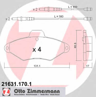 Otto Zimmermann 21631.170.1 Brake Pad Set, disc brake 216311701