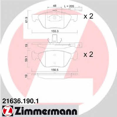 Otto Zimmermann 21636.190.1 Brake Pad Set, disc brake 216361901