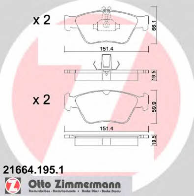 Otto Zimmermann 21664.195.1 Brake Pad Set, disc brake 216641951