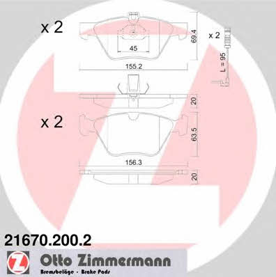 Otto Zimmermann 21670.200.2 Brake Pad Set, disc brake 216702002