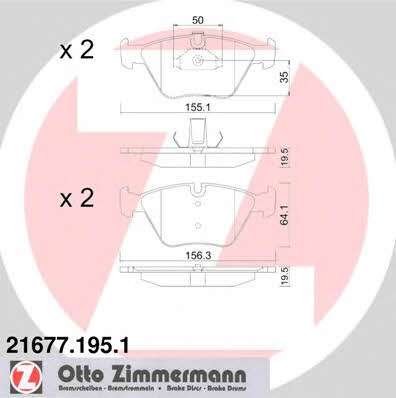 Otto Zimmermann 21677.195.1 Brake Pad Set, disc brake 216771951