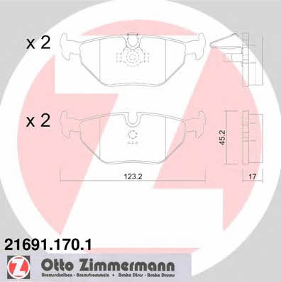 Otto Zimmermann 21691.170.1 Brake Pad Set, disc brake 216911701