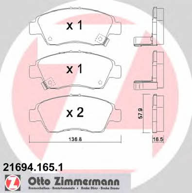 Otto Zimmermann 21694.165.1 Brake Pad Set, disc brake 216941651