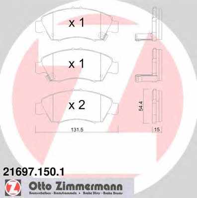 Otto Zimmermann 21697.150.1 Brake Pad Set, disc brake 216971501