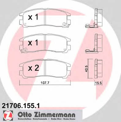 Otto Zimmermann 21706.155.1 Brake Pad Set, disc brake 217061551