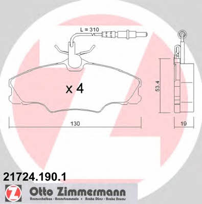 Otto Zimmermann 21724.190.1 Brake Pad Set, disc brake 217241901