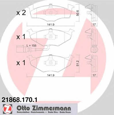 Otto Zimmermann 21868.170.1 Brake Pad Set, disc brake 218681701
