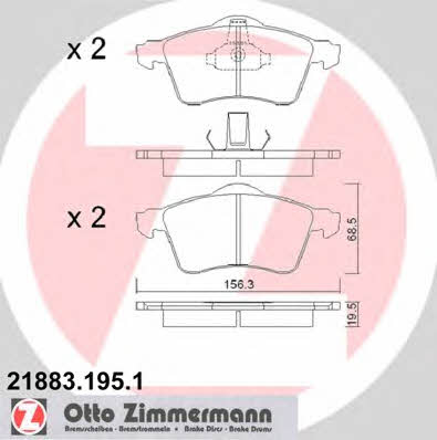 Otto Zimmermann 21883.195.1 Brake Pad Set, disc brake 218831951