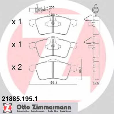 Otto Zimmermann 21885.195.1 Brake Pad Set, disc brake 218851951