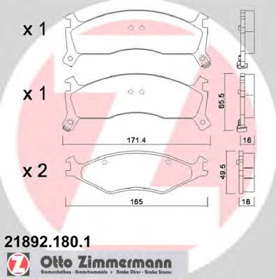 Otto Zimmermann 21892.180.1 Brake Pad Set, disc brake 218921801