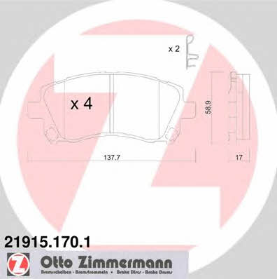 Otto Zimmermann 21915.170.1 Brake Pad Set, disc brake 219151701
