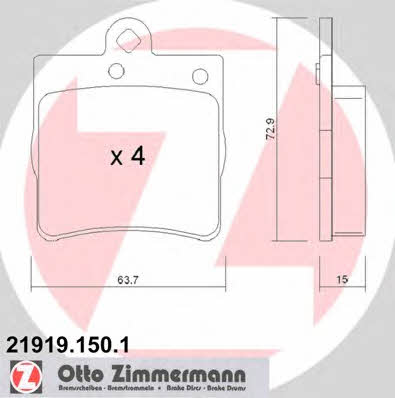 Otto Zimmermann 21919.150.1 Brake Pad Set, disc brake 219191501
