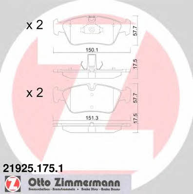 Otto Zimmermann 21925.175.1 Brake Pad Set, disc brake 219251751