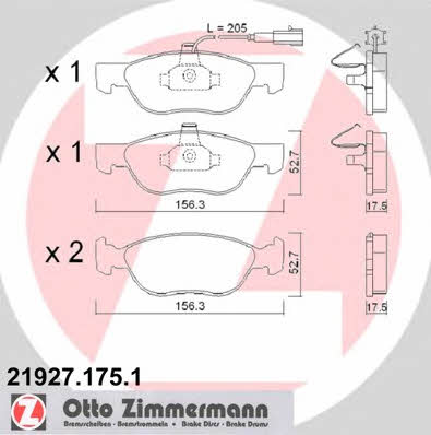 Otto Zimmermann 21927.175.1 Brake Pad Set, disc brake 219271751