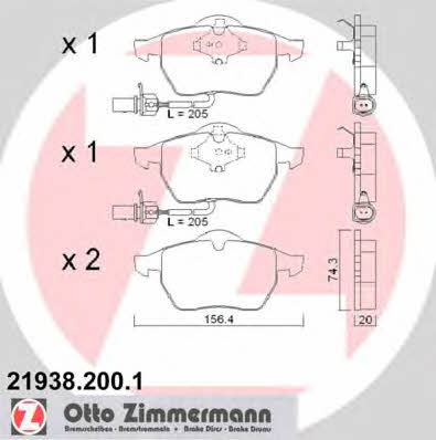 Otto Zimmermann 21938.200.1 Brake Pad Set, disc brake 219382001