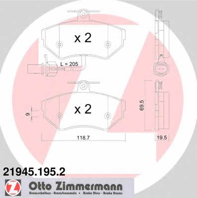 Otto Zimmermann 21945.195.2 Brake Pad Set, disc brake 219451952