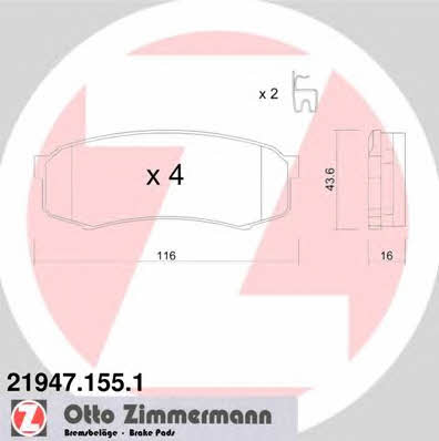Otto Zimmermann 21947.155.1 Brake Pad Set, disc brake 219471551