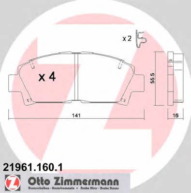 Otto Zimmermann 21961.160.1 Brake Pad Set, disc brake 219611601