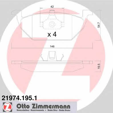 Otto Zimmermann 21974.195.1 Brake Pad Set, disc brake 219741951