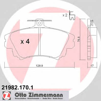 Otto Zimmermann 21982.170.1 Brake Pad Set, disc brake 219821701