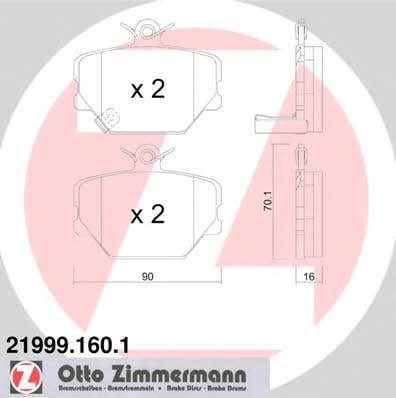Otto Zimmermann 21999.160.1 Brake Pad Set, disc brake 219991601