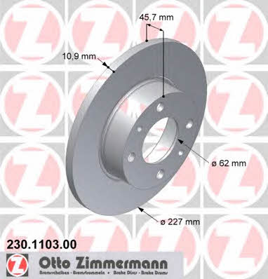 Otto Zimmermann 230.1103.00 Unventilated front brake disc 230110300