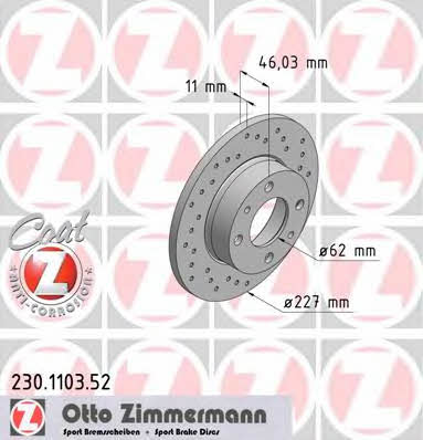 Otto Zimmermann 230.1103.52 Brake disc 230110352