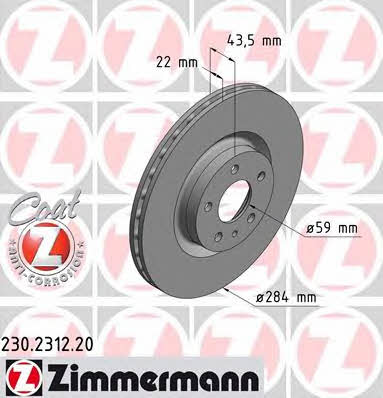 Otto Zimmermann 230.2312.20 Brake disc 230231220
