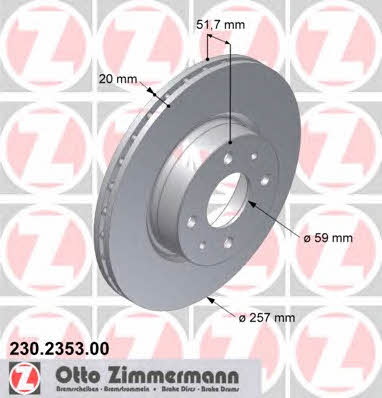 Otto Zimmermann 230.2353.00 Front brake disc ventilated 230235300