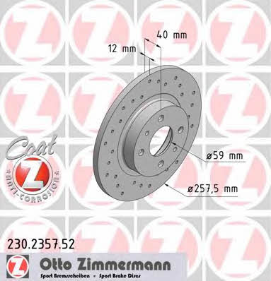 Otto Zimmermann 230.2357.52 Brake disc 230235752