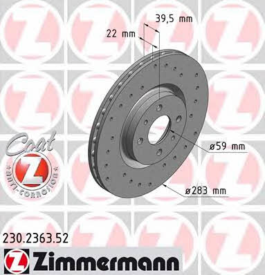 Otto Zimmermann 230.2363.52 Brake disc 230236352