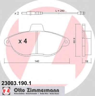 Otto Zimmermann 23003.190.1 Brake Pad Set, disc brake 230031901