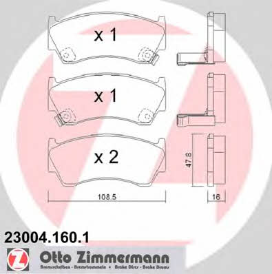 Otto Zimmermann 23004.160.1 Brake Pad Set, disc brake 230041601