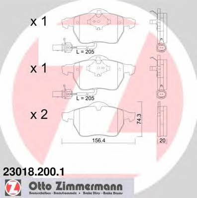 Otto Zimmermann 23018.200.1 Brake Pad Set, disc brake 230182001