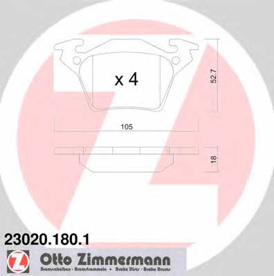 Otto Zimmermann 23020.180.1 Brake Pad Set, disc brake 230201801