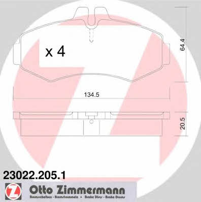 Otto Zimmermann 23022.205.1 Brake Pad Set, disc brake 230222051