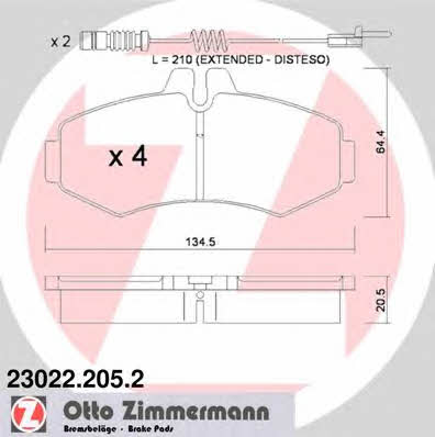 Otto Zimmermann 23022.205.2 Brake Pad Set, disc brake 230222052