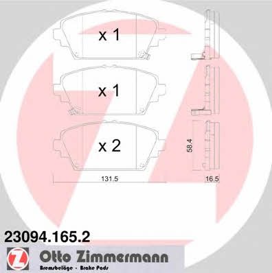Otto Zimmermann 23094.165.2 Brake Pad Set, disc brake 230941652