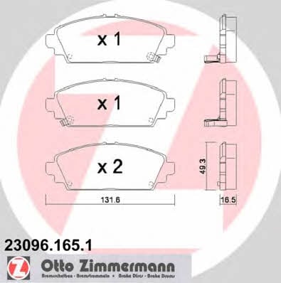Otto Zimmermann 23096.165.1 Brake Pad Set, disc brake 230961651