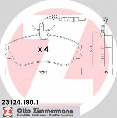 Otto Zimmermann 23124.190.1 Brake Pad Set, disc brake 231241901