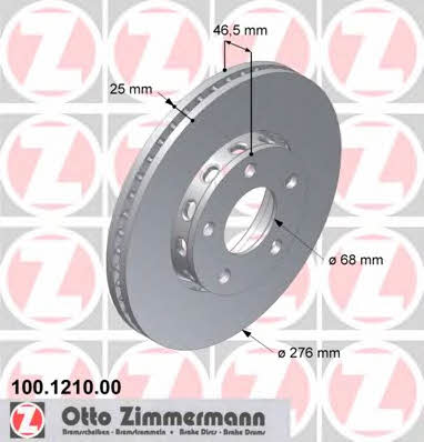 Otto Zimmermann 100.1210.00 Front brake disc ventilated 100121000