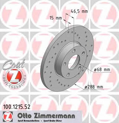 Otto Zimmermann 100.1215.52 Front brake disc ventilated 100121552