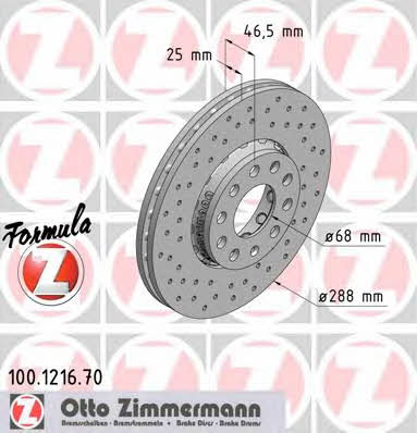 Otto Zimmermann 100.1216.70 Front brake disc ventilated 100121670