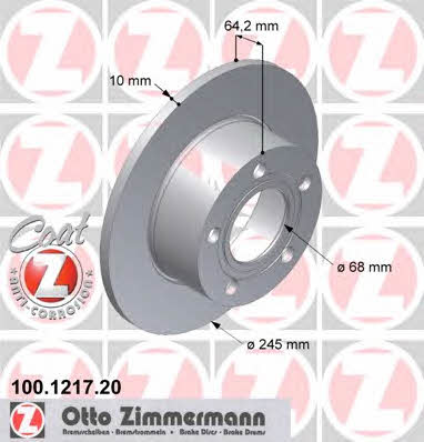 Rear solid brake disc Otto Zimmermann 100.1217.20
