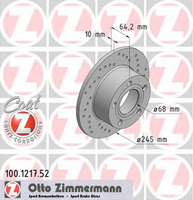 Otto Zimmermann 100.1217.52 Rear brake disc, non-ventilated 100121752