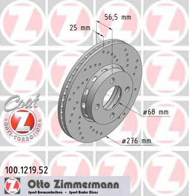 Otto Zimmermann 100.1219.52 Front brake disc ventilated 100121952