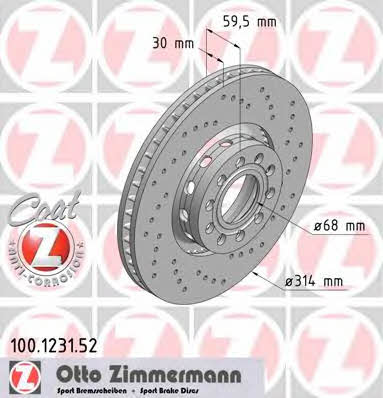 Otto Zimmermann 100.1231.52 Front brake disc ventilated 100123152