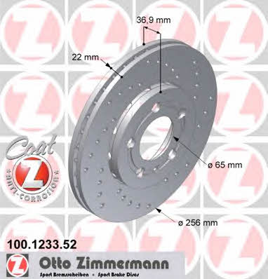 Otto Zimmermann 100.1233.52 Front brake disc ventilated 100123352